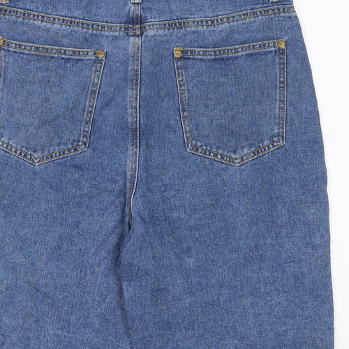 Boohoo Womens Blue Cotton Bermuda Shorts Size 12 L8 in Regular Zip - Pockets