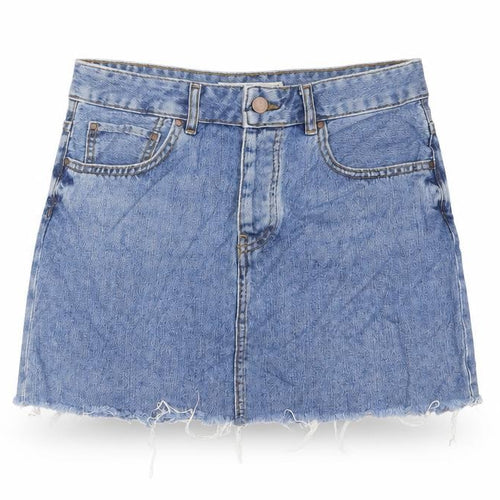 ASOS Womens Blue Cotton A-Line Skirt Size 10 Zip - Pockets