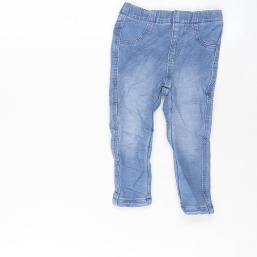 Denim & Co. Girls Blue Cotton Capri Jeans Size 6-9 Months Pullover