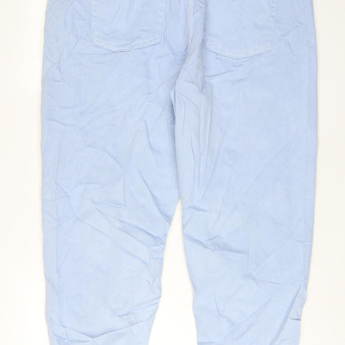 Marks and Spencer Womens Blue Cotton Mom Jeans Size 20 L29 in Regular Zip - Ankle zip, Pockets