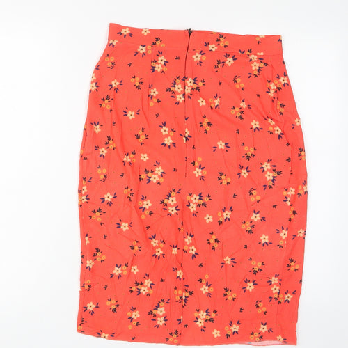 PRETTYLITTLETHING Womens Red Floral Polyester Wrap Skirt Size 10 Zip