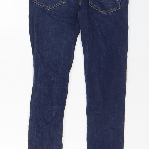 NEXT Girls Blue Cotton Skinny Jeans Size 11 Years L25 in Regular Zip - Adjustable waist, Pockets