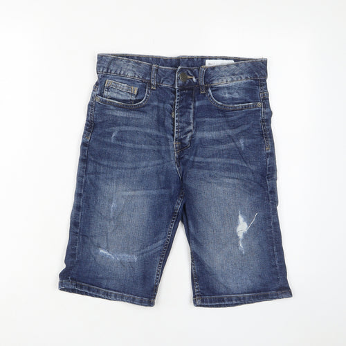 Denim & Co. Mens Blue Cotton Bermuda Shorts Size 28 in L11 in Slim Button - Pockets