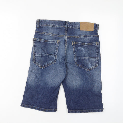 Denim & Co. Mens Blue Cotton Bermuda Shorts Size 28 in L11 in Slim Button - Pockets