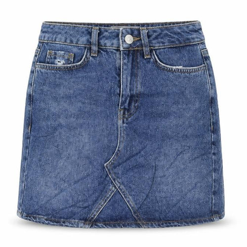 New Look Womens Blue Cotton A-Line Skirt Size 6 Zip - Pockets