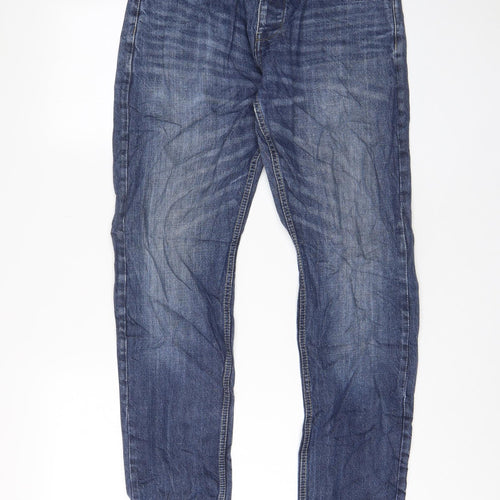 Easy Mens Blue Cotton Tapered Jeans Size 32 in L32 in Regular Button - Pockets
