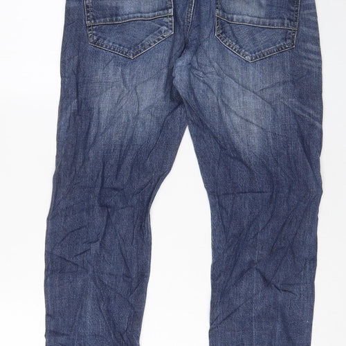 Easy Mens Blue Cotton Tapered Jeans Size 32 in L32 in Regular Button - Pockets
