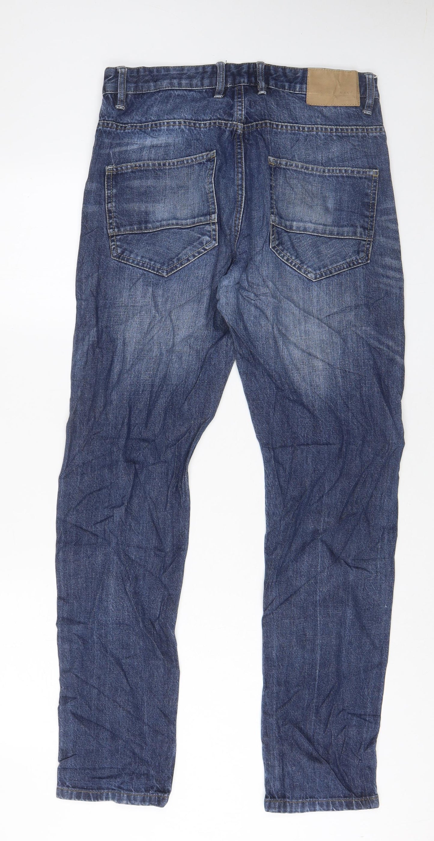 Easy Mens Blue Cotton Tapered Jeans Size 32 in L32 in Regular Button - Pockets