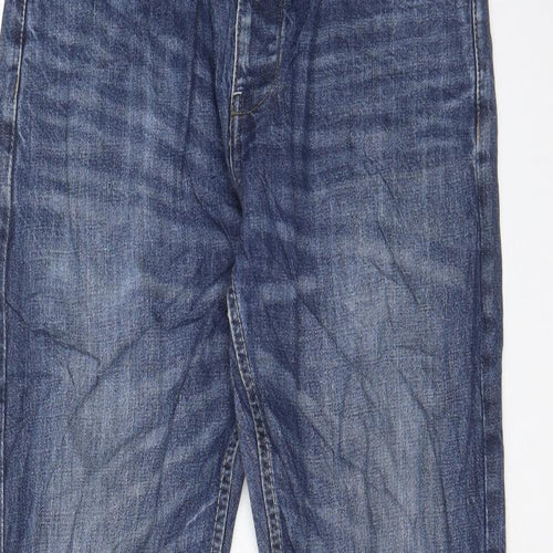 Easy Mens Blue Cotton Tapered Jeans Size 32 in L32 in Regular Button - Pockets
