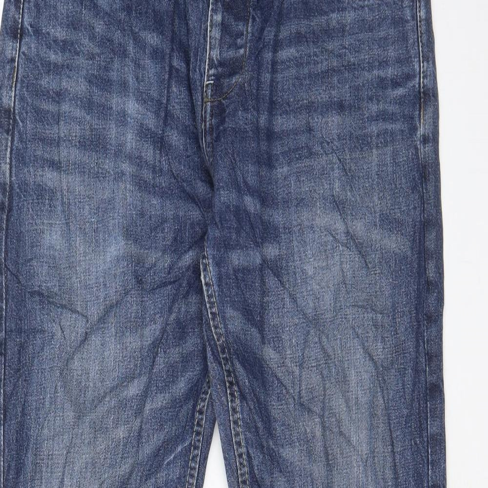 Easy Mens Blue Cotton Tapered Jeans Size 32 in L32 in Regular Button - Pockets
