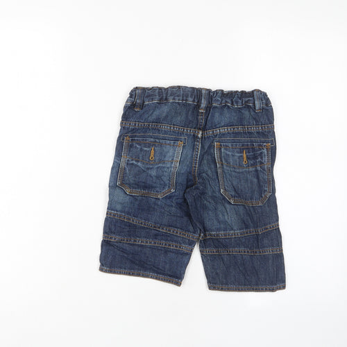 F&F Boys Blue Cotton Cargo Shorts Size 5 Years Regular Zip - Adjustable waist, Pockets