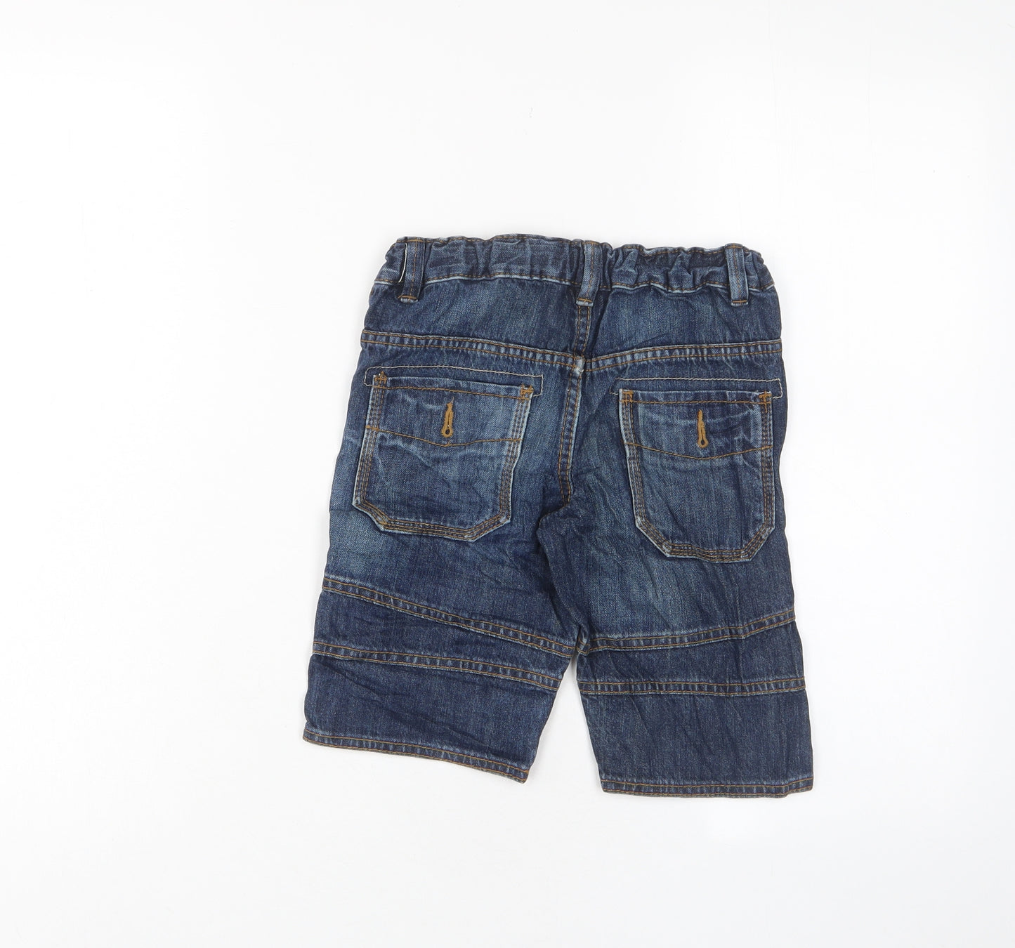 F&F Boys Blue Cotton Cargo Shorts Size 5 Years Regular Zip - Adjustable waist, Pockets