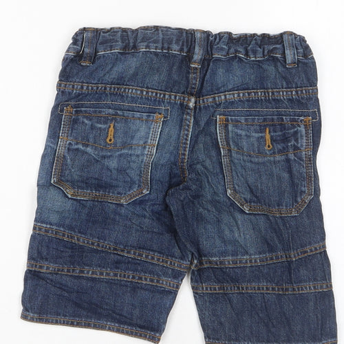 F&F Boys Blue Cotton Cargo Shorts Size 5 Years Regular Zip - Adjustable waist, Pockets