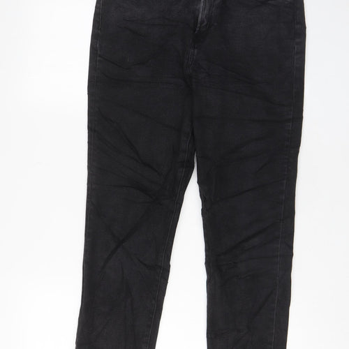 Denim & Co. Womens Black Cotton Straight Jeans Size 12 L27 in Regular Zip - Pockets