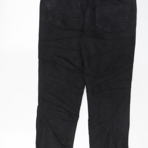 Denim & Co. Womens Black Cotton Straight Jeans Size 12 L27 in Regular Zip - Pockets