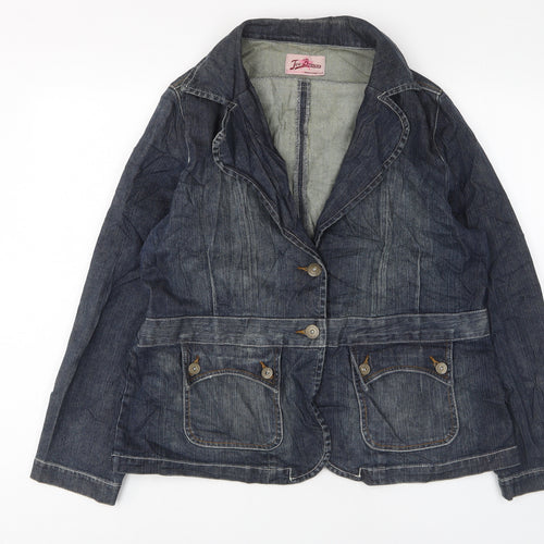 Joe Browns Womens Blue Jacket Size 18 Button - Collared, Pockets