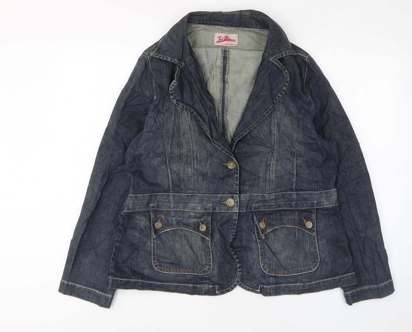 Joe Browns Womens Blue Jacket Size 18 Button - Collared, Pockets