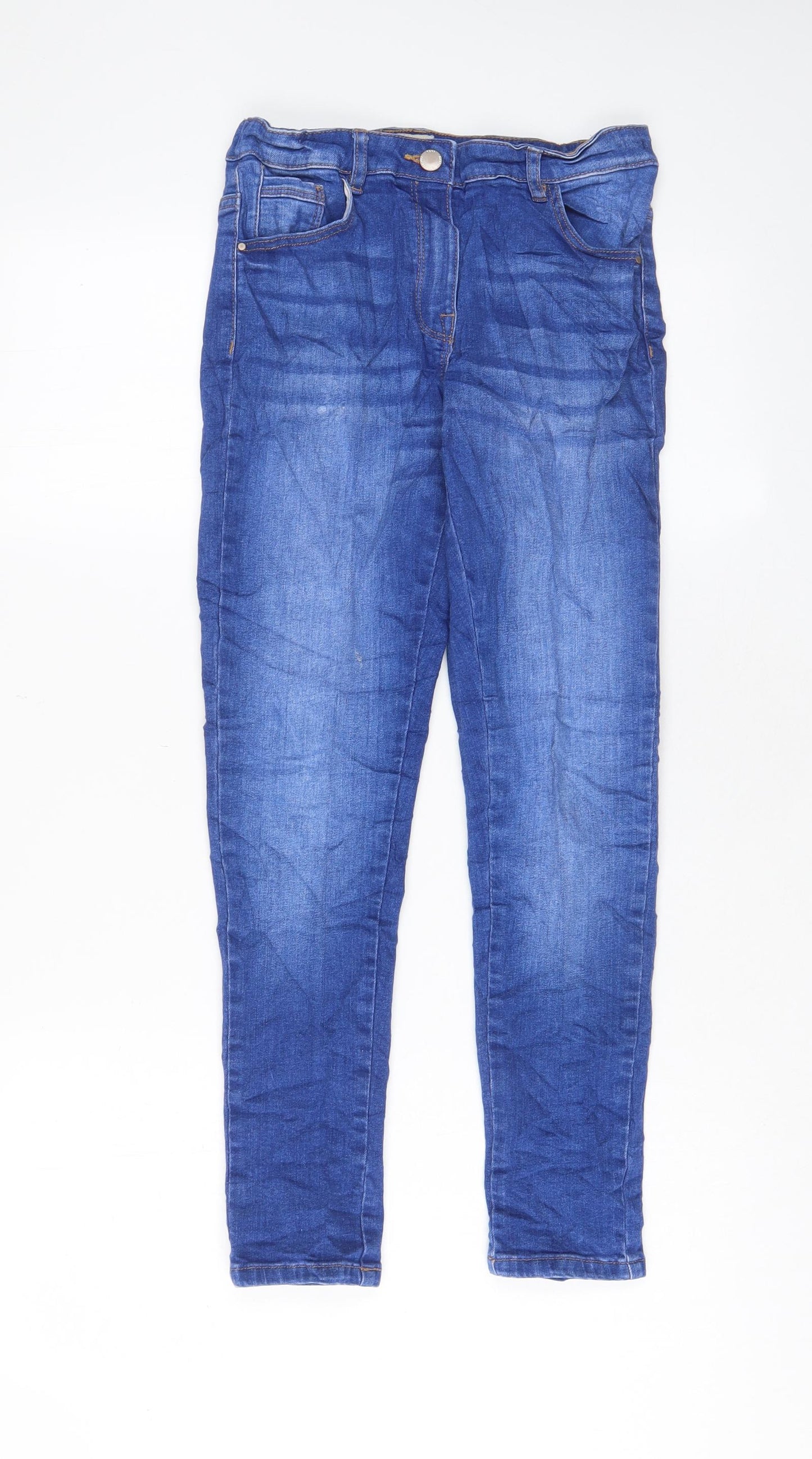 NEXT Boys Blue Cotton Skinny Jeans Size 11 Years L25 in Regular Zip - Adjustable waist, Pockets