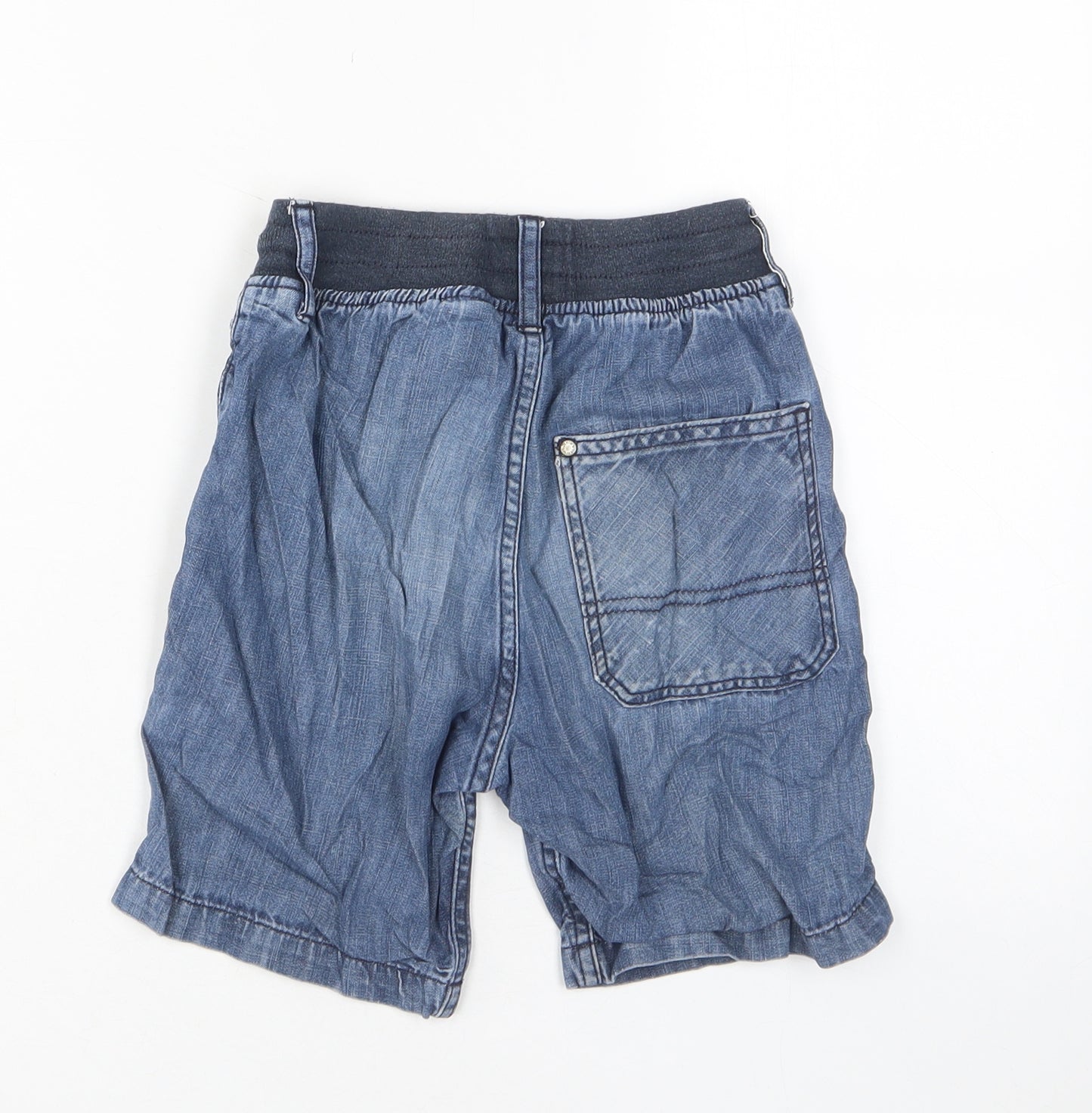 H&M Boys Blue Cotton Bermuda Shorts Size 7-8 Years Regular Drawstring - Pockets
