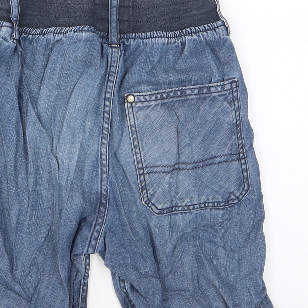 H&M Boys Blue Cotton Bermuda Shorts Size 7-8 Years Regular Drawstring - Pockets