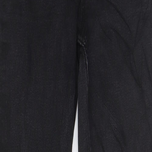 Marks and Spencer Womens Black Cotton Straight Jeans Size 14 L31 in Regular Zip - Pockets