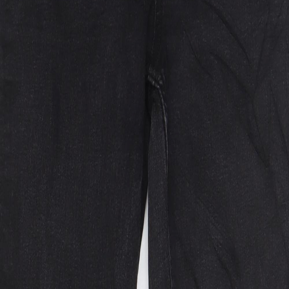 Marks and Spencer Womens Black Cotton Straight Jeans Size 14 L31 in Regular Zip - Pockets