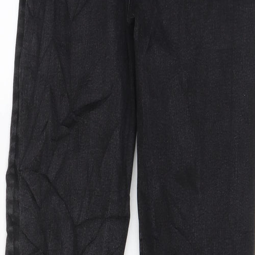 Marks and Spencer Womens Black Cotton Straight Jeans Size 14 L31 in Regular Zip - Pockets