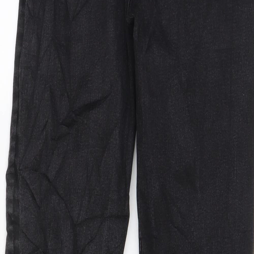 Marks and Spencer Womens Black Cotton Straight Jeans Size 14 L31 in Regular Zip - Pockets