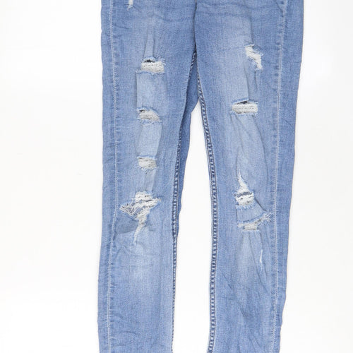 H&M Womens Blue Cotton Skinny Jeans Size 6 L30 in Regular Zip - Pockets