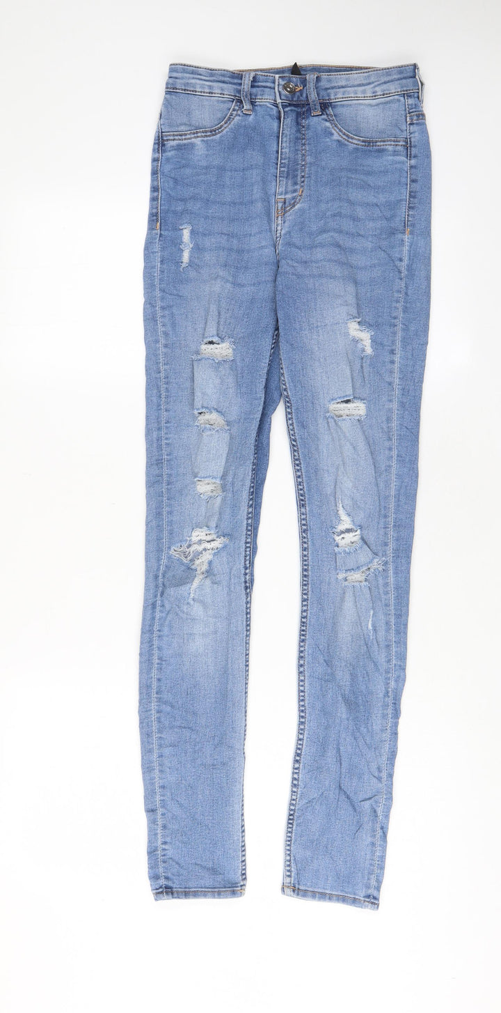 H&M Womens Blue Cotton Skinny Jeans Size 6 L30 in Regular Zip - Pockets
