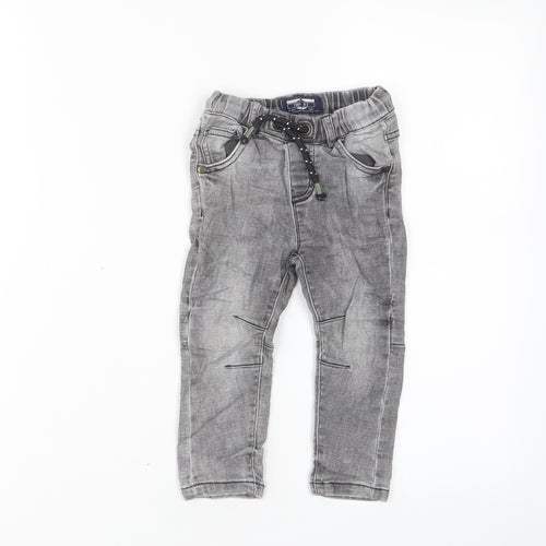 NEXT Boys Grey Cotton Capri Jeans Size 12-18 Months Drawstring - Cuffed, Pockets