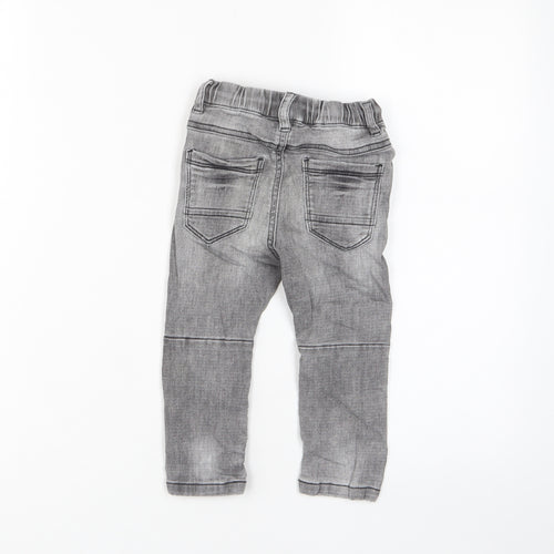 NEXT Boys Grey Cotton Capri Jeans Size 12-18 Months Drawstring - Cuffed, Pockets