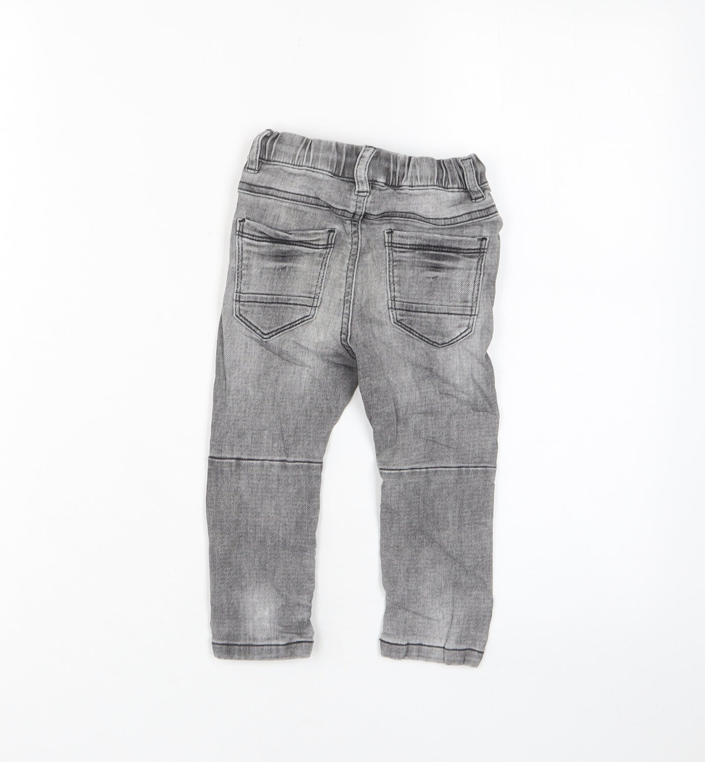 NEXT Boys Grey Cotton Capri Jeans Size 12-18 Months Drawstring - Cuffed, Pockets