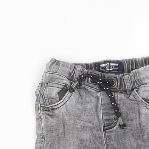 NEXT Boys Grey Cotton Capri Jeans Size 12-18 Months Drawstring - Cuffed, Pockets