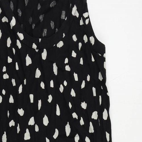 Marks and Spencer Womens Black Animal Print Linen Shift Size 8 Round Neck Pullover