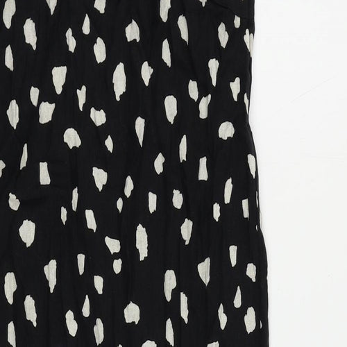 Marks and Spencer Womens Black Animal Print Linen Shift Size 8 Round Neck Pullover