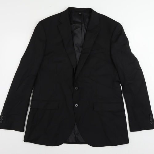 Marks and Spencer Mens Black Polyester Jacket Suit Jacket Size 42 Regular