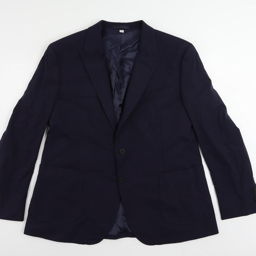 Autograph Mens Blue Polyamide Jacket Suit Jacket Size 46 Regular