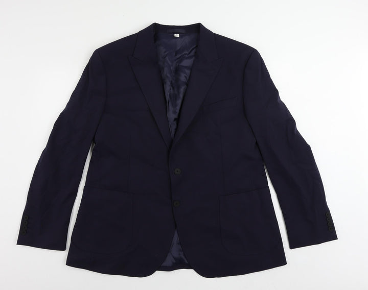 Autograph Mens Blue Polyamide Jacket Suit Jacket Size 46 Regular