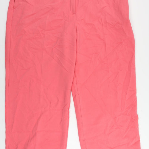 Marks and Spencer Womens Pink Polyester Trousers Size 24 L29 in Regular Zip
