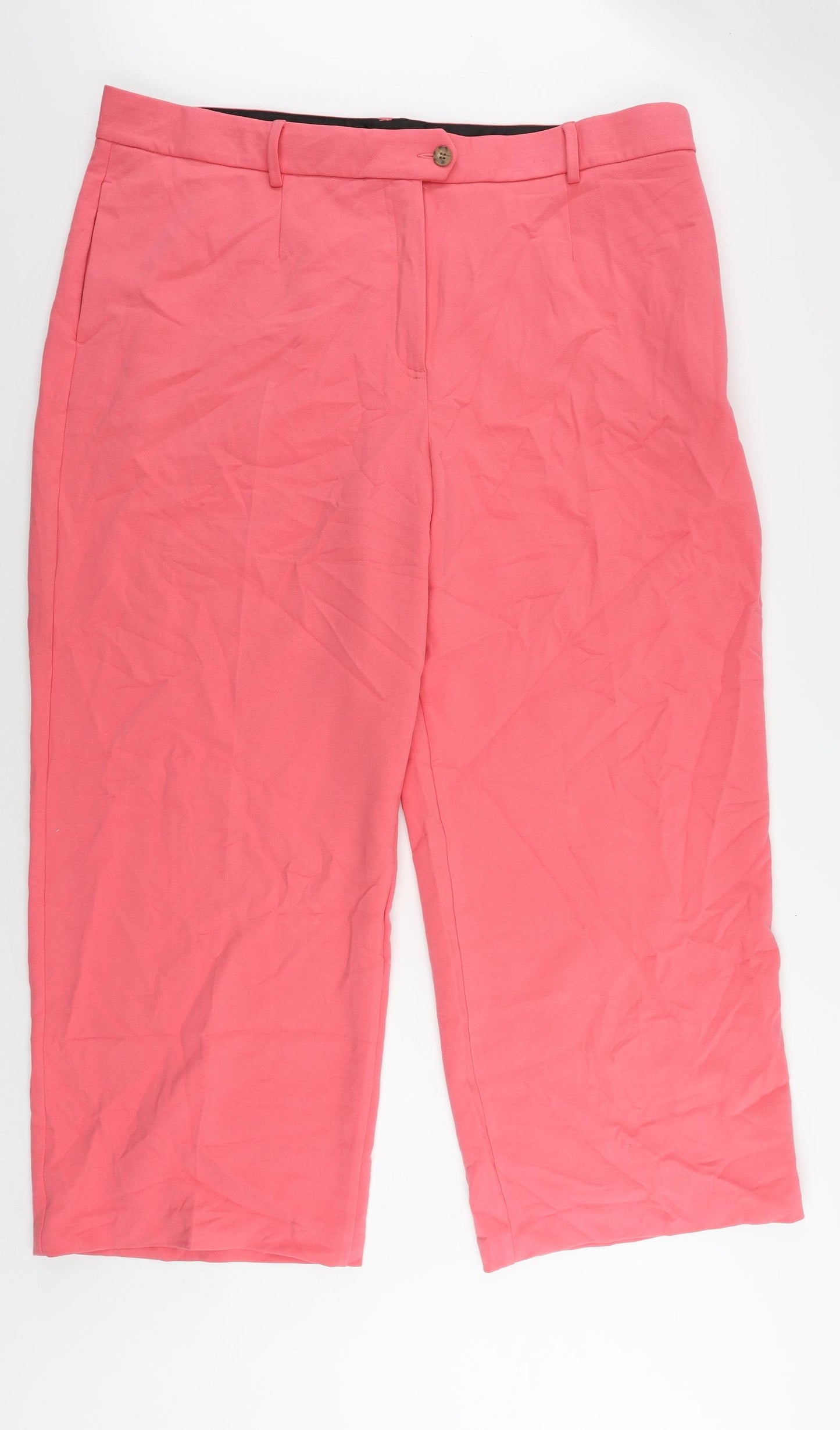 Marks and Spencer Womens Pink Polyester Trousers Size 24 L29 in Regular Zip