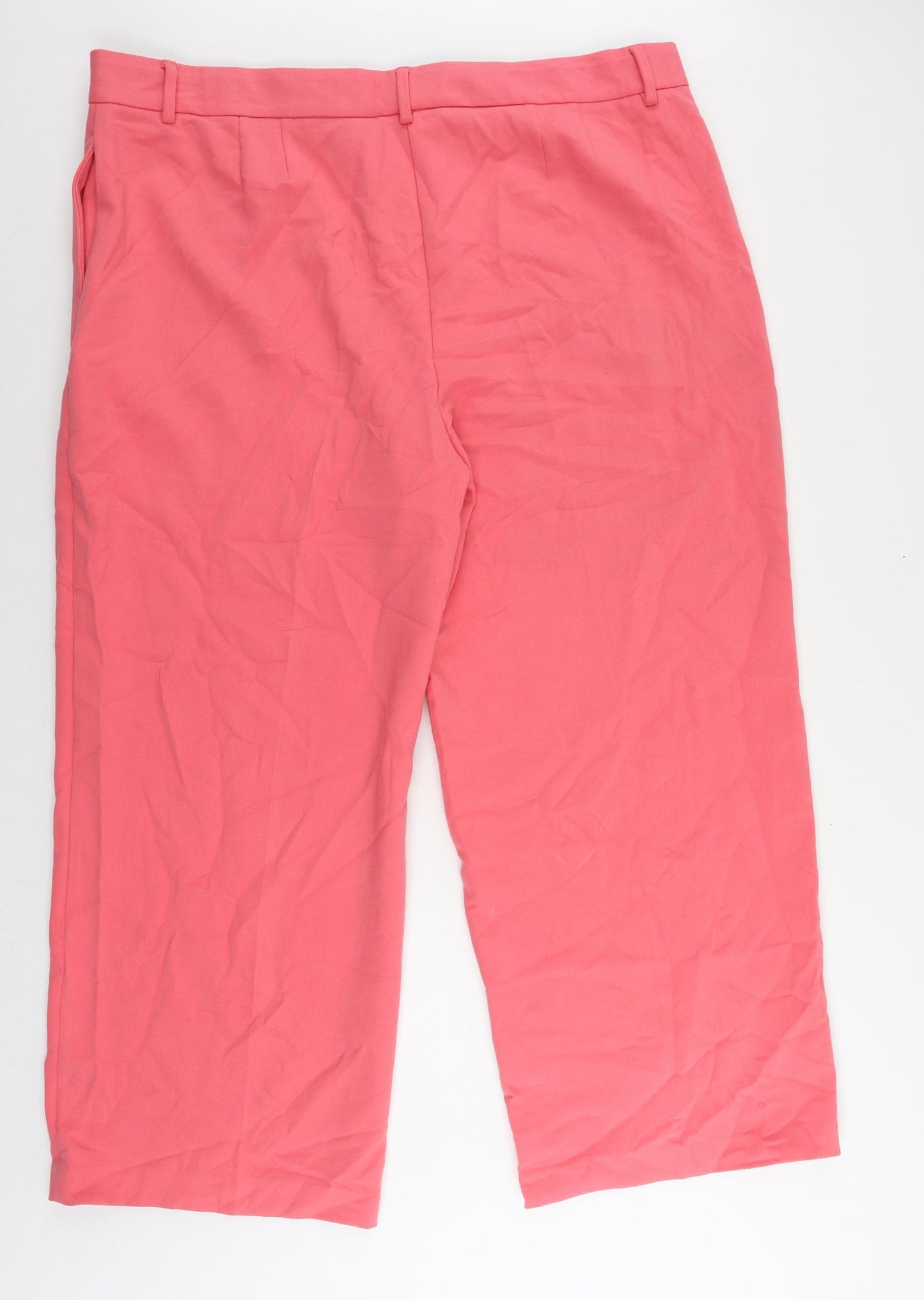 Marks and Spencer Womens Pink Polyester Trousers Size 24 L29 in Regular Zip