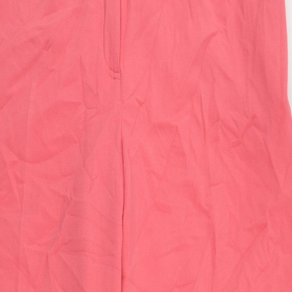 Marks and Spencer Womens Pink Polyester Trousers Size 24 L29 in Regular Zip
