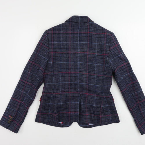 Per Una Womens Blue Plaid Jacket Blazer Size 10 Button