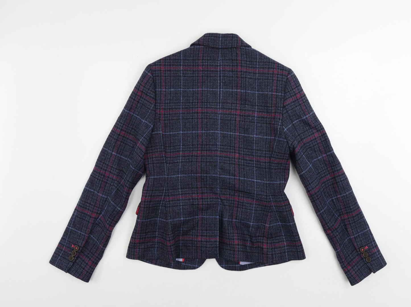 Per Una Womens Blue Plaid Jacket Blazer Size 10 Button