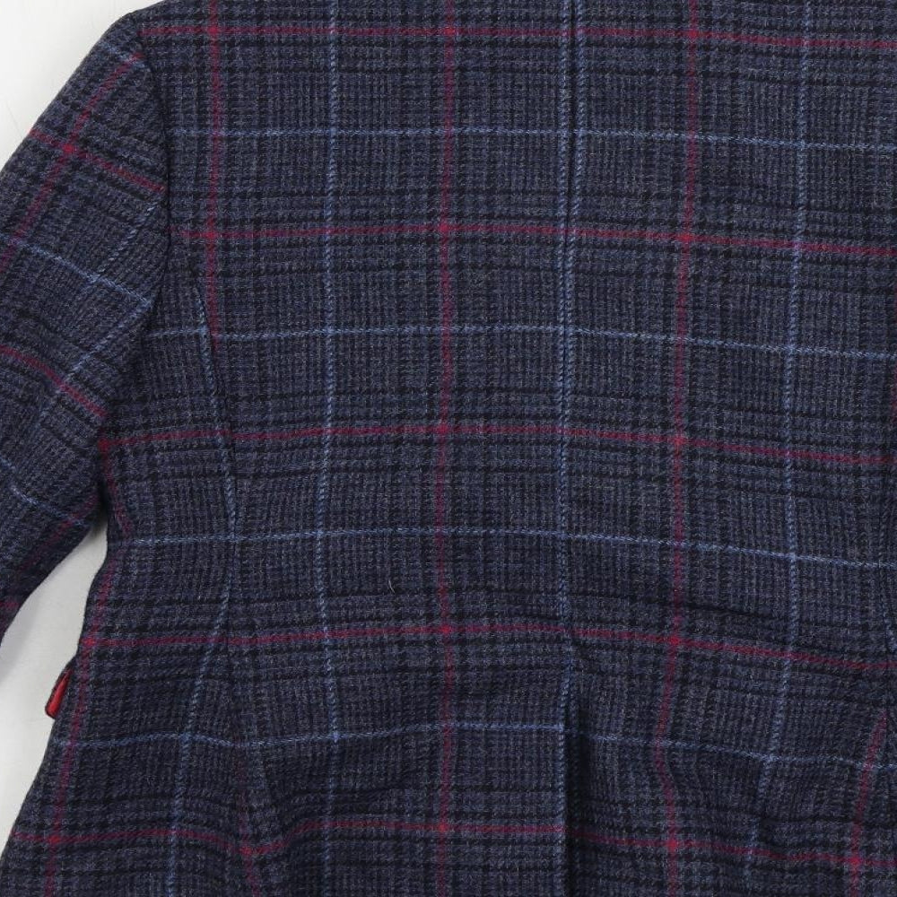 Per Una Womens Blue Plaid Jacket Blazer Size 10 Button
