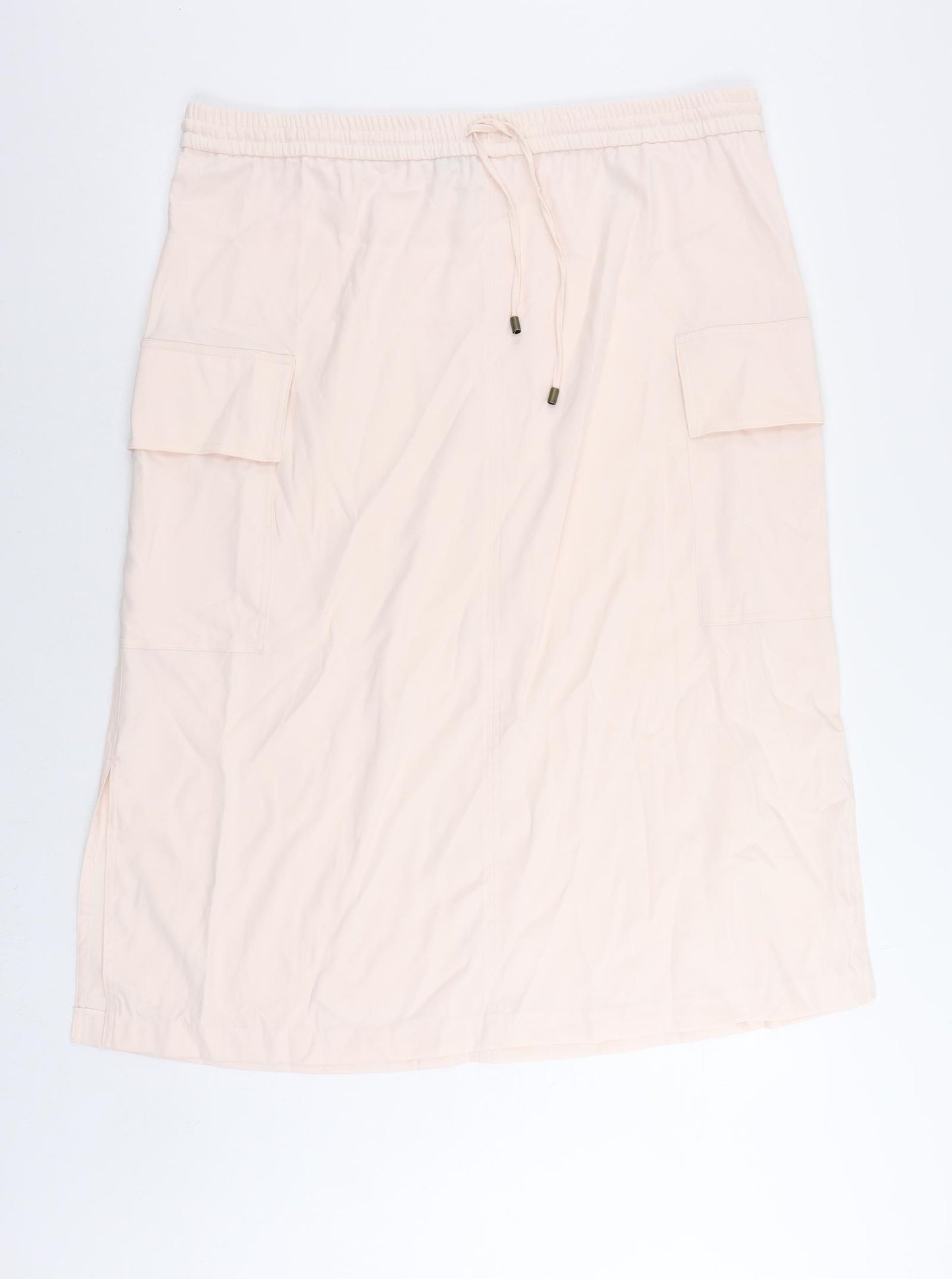 Marks and Spencer Womens Pink Polyester Cargo Skirt Size 20 Drawstring - Adjustable Waist