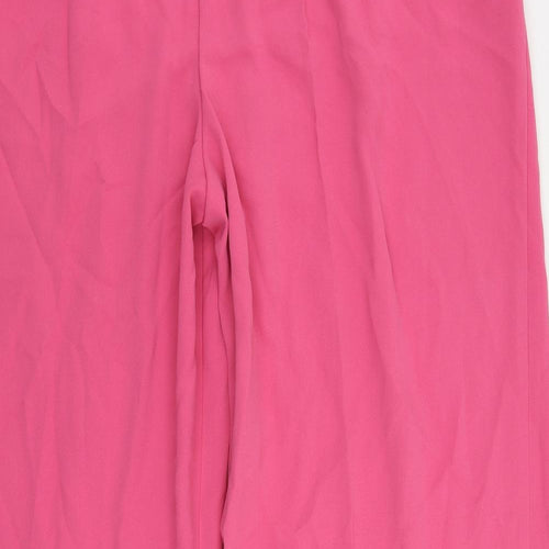 Marks and Spencer Womens Pink Polyester Trousers Size 22 L29 in Regular Drawstring - Adjustable Waist
