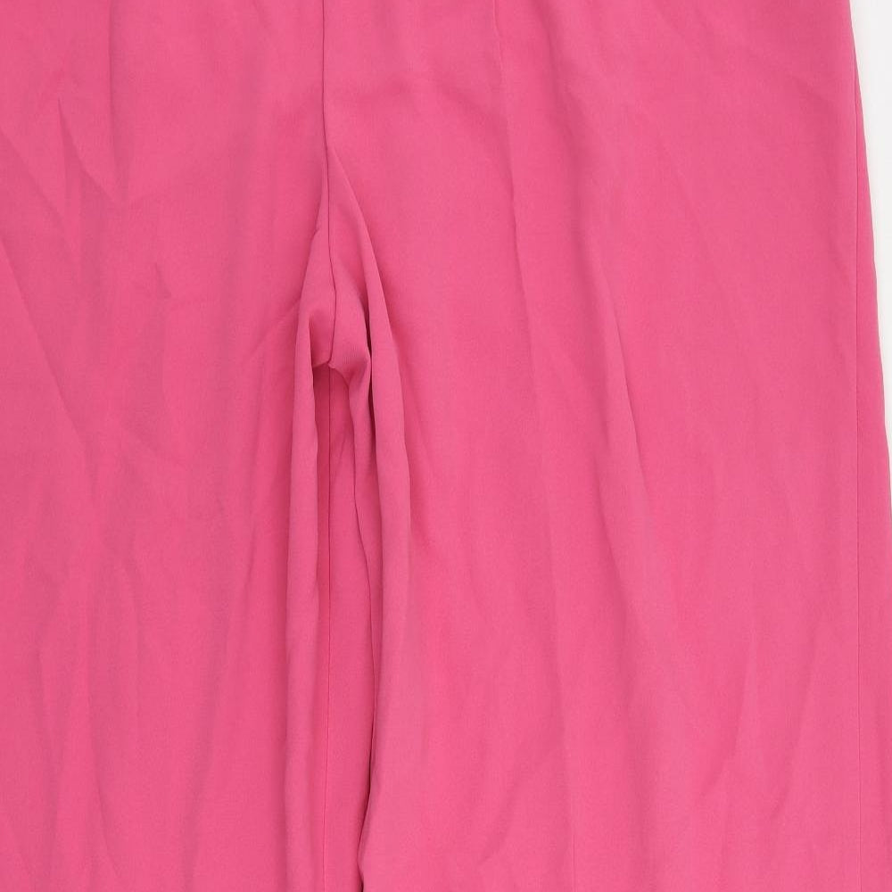 Marks and Spencer Womens Pink Polyester Trousers Size 22 L29 in Regular Drawstring - Adjustable Waist