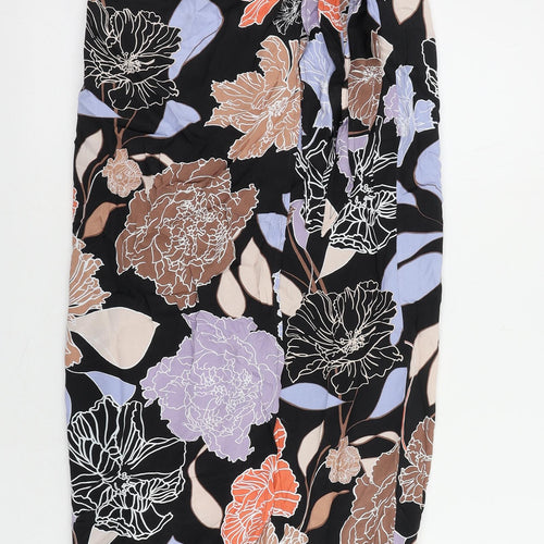 Autograph Womens Black Floral Viscose Wrap Skirt Size 6 Zip
